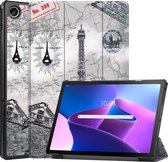 Hoes Geschikt voor Lenovo Tab M10 Plus 3rd Gen Hoes Book Case Hoesje Trifold Cover - Hoesje Geschikt voor Lenovo Tab M10 Plus (3e Gen) Hoesje Bookcase - Eiffeltoren