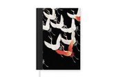 Carnet - Carnet d'écriture - Scandinave - Grue - Japon - Rouge - Wit - Carnet - Format A5 - Bloc-notes