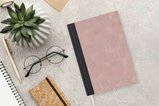 Carnet - Carnet d'écriture - Luxe - Motif - Or rose - Carnet - Format A5 - Bloc-notes