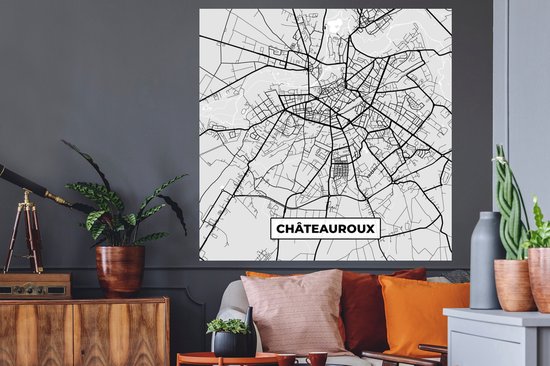 Stickers muraux - Plan - Châteauroux - Plan de ville - Plan - France - 120x120 cm - Feuille adhésive XXL