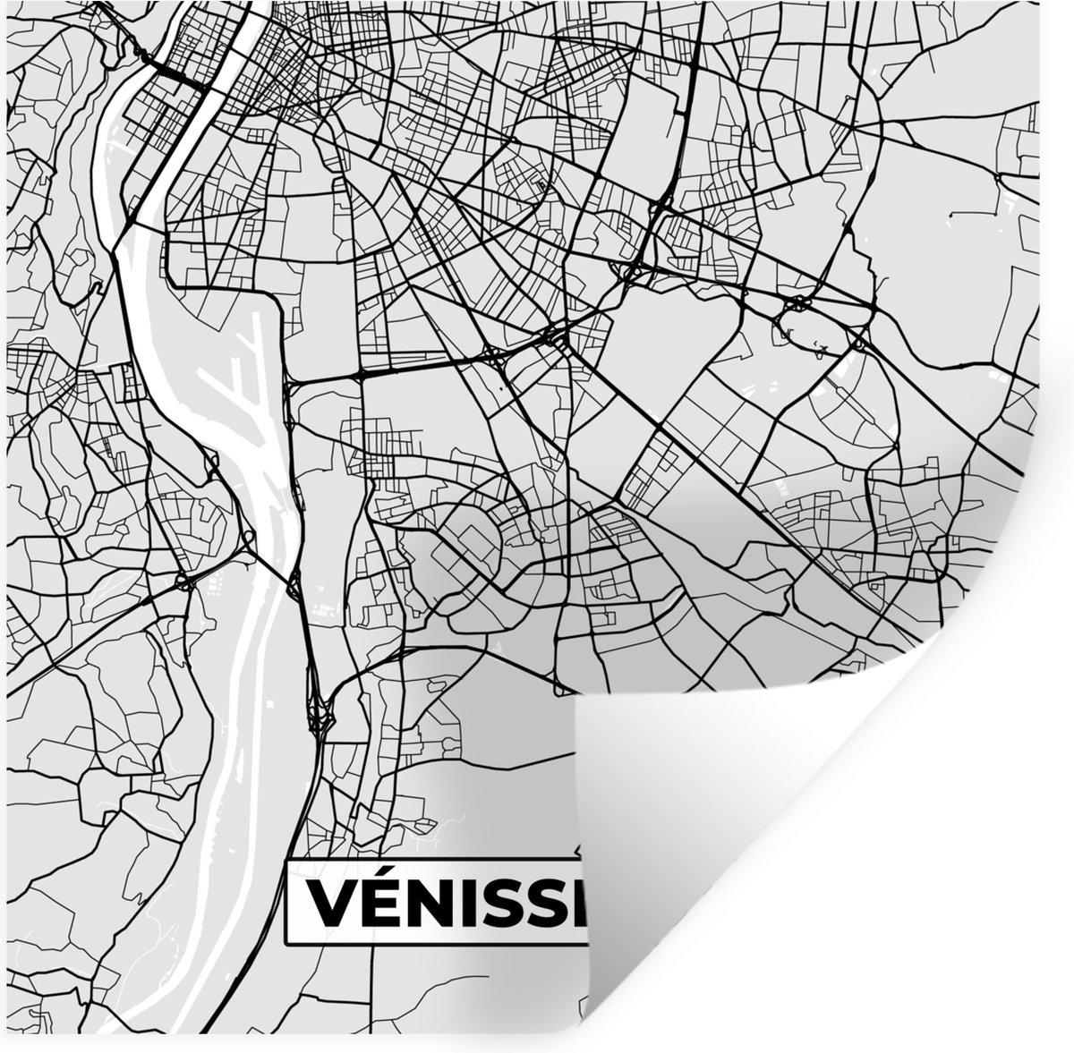 Muurstickers - Sticker Folie - Vénissieux - Plattegrond - Frankrijk - Kaart - Stadskaart -