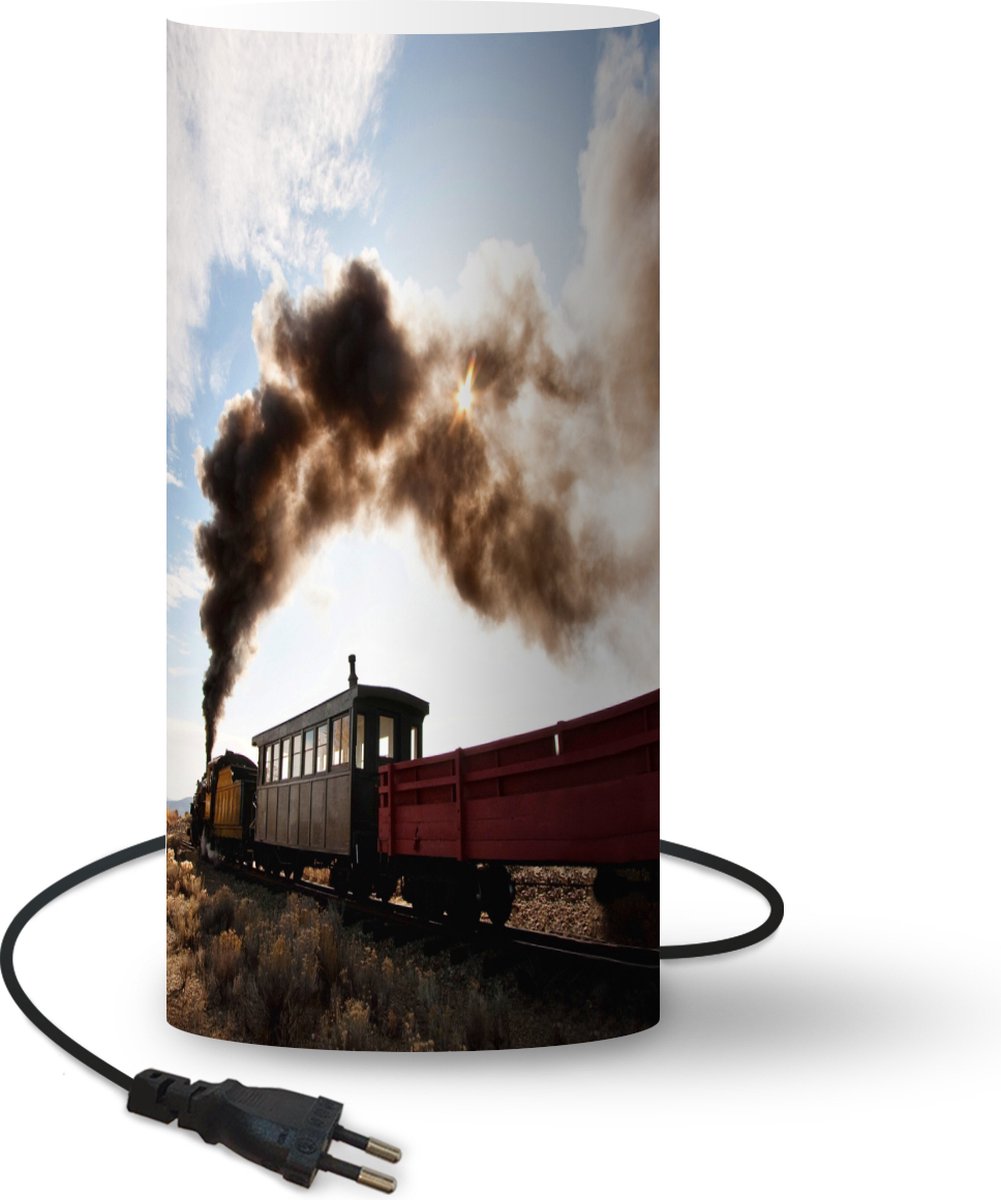 Lamp - Nachtlampje - Tafellamp slaapkamer - Veel stoom boven de stoomlocomotief - 33 cm hoog - Ø15.9 cm - Inclusief LED lamp