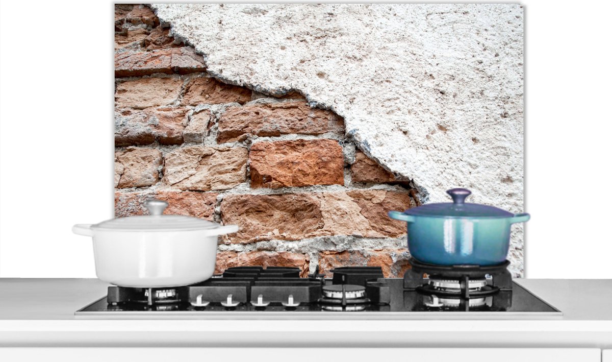 Spatscherm - Spatwand- Muur - Stenen - Gips - Baksteen - Koken - Keuken achterwand - 80x55 cm