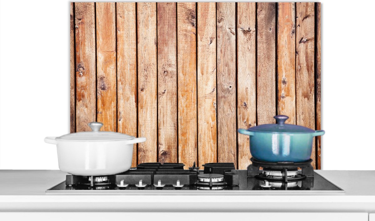 Spatscherm keuken - Wanddecoratie - OSB - Hout - Plank - Keuken - Spatwand - 80x55 cm