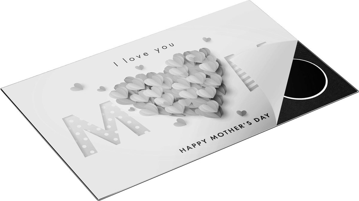 Chefcare Inductie Beschermer I love you mom - Moedersdag - Mama - Zwart Wit - 85x52 cm - Afdekplaat Inductie - Kookplaat Beschermer - Inductie Mat