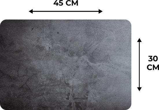 Set de table - Industriel - Imprimé béton - Grijs - Ardoise - 45x30 cm - 6 pièces - Résistant à la chaleur - Antidérapant - Coussinet - Amovible