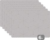 Placemats - Patronen - Placemat - Design - Lijn - Keuken - 45x30 cm - Onderleggers placemat - 6 stuks