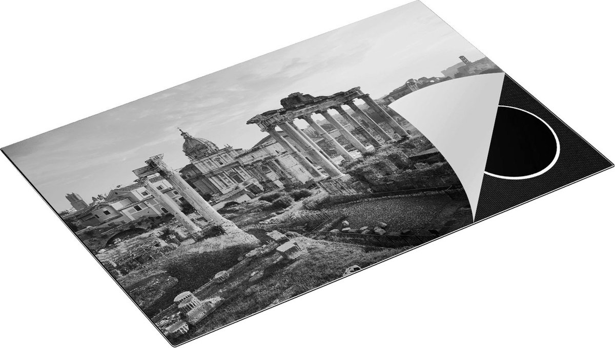 Chefcare Inductie Beschermer Romeins Architectuur in Rome, Italië - Zwart Wit - 80x52 cm - Afdekplaat Inductie - Kookplaat Beschermer - Inductie Mat