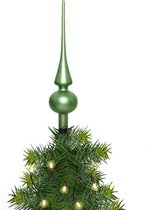 Kerstboom glazen piek groen mat 26 cm - Pieken/kerstpieken