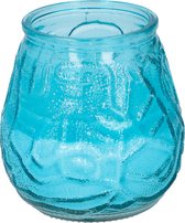 1x Citronella lowboy tuin kaarsen in blauw glas 10 cm - Anti muggen/insecten artikelen