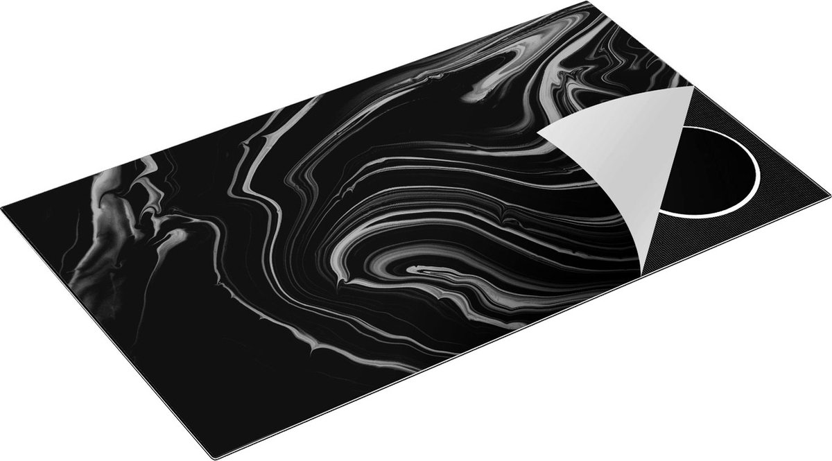 Chefcare Inductie Beschermer Abstracte Kunst - Zwart Wit - 89,6x51,6 cm - Afdekplaat Inductie - Kookplaat Beschermer - Inductie Mat