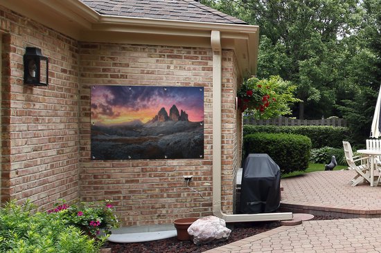 Affiche de jardin - Montagnes - Rochers - Coucher de soleil - Paysage - 120x80 cm - Toile de jardin - Décoration de jardin de jardin