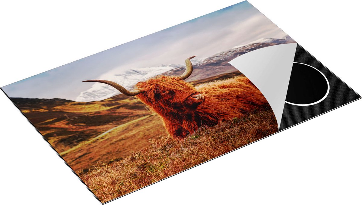 Chefcare Inductie Beschermer Schotse Hooglander in de Bergen - 80x55 cm - Afdekplaat Inductie - Kookplaat Beschermer - Inductie Mat