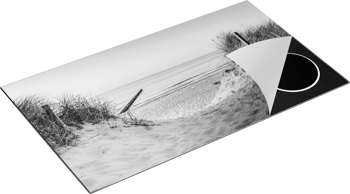 Chefcare Inductie Beschermer Voetpad naar Strand en Zee - Zwart Wit - 90x52 cm - Afdekplaat Inductie - Kookplaat Beschermer - Inductie Mat