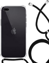 Hoesje Geschikt voor iPhone 8 Plus Hoesje Shockproof Case Siliconen Hoes Met Koord - Transparant