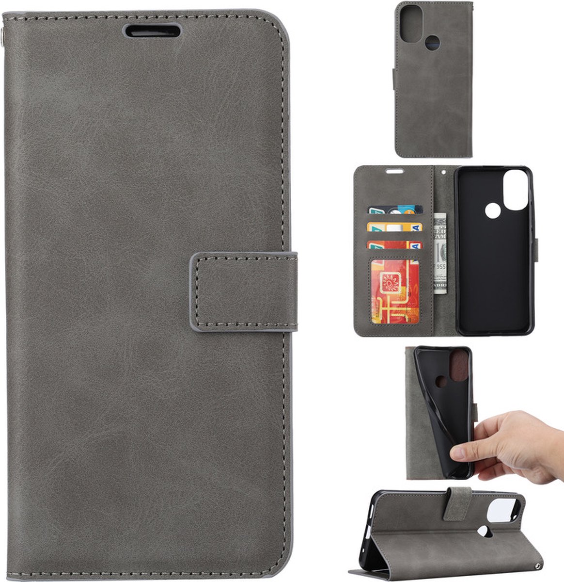 Bookcase Geschikt voor: Motorola Moto G71 5G - Grijs - portemonnee hoesje