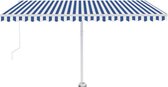 vidaXL Auvent extensible manuel autoportant 400 x 350 cm Bleu et blanc