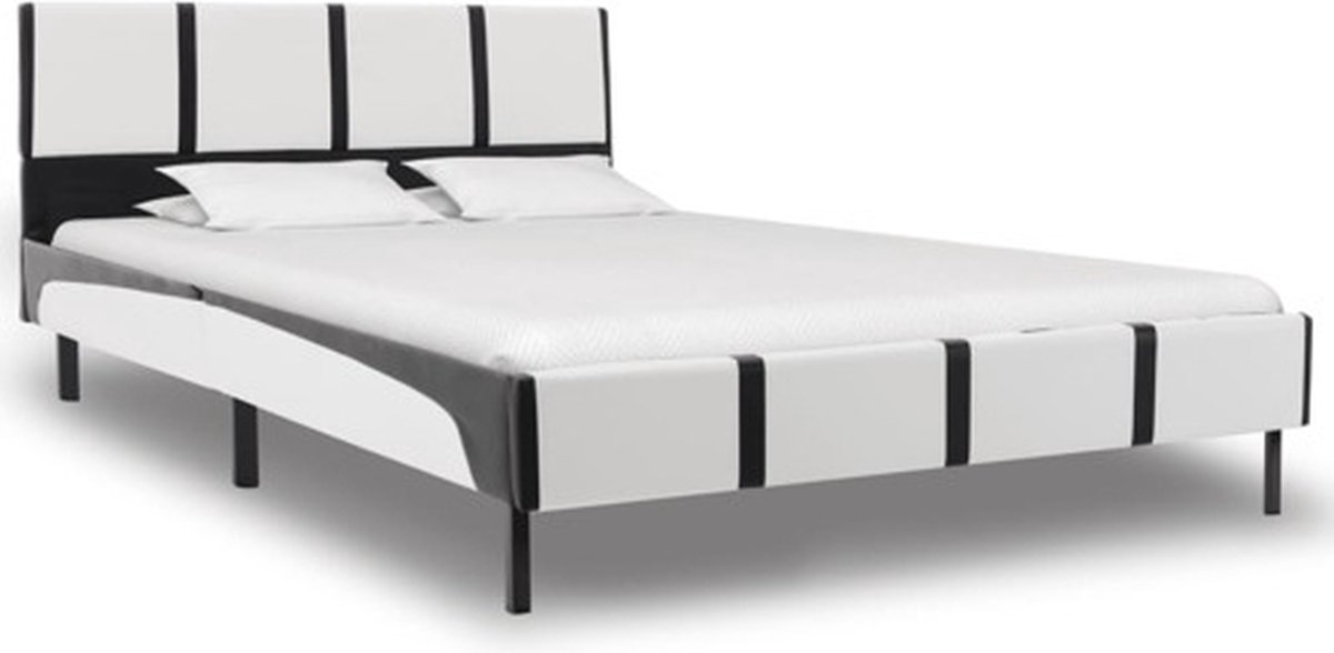 vidaXL Bedframe kunstleer wit en zwart 120x200 cm