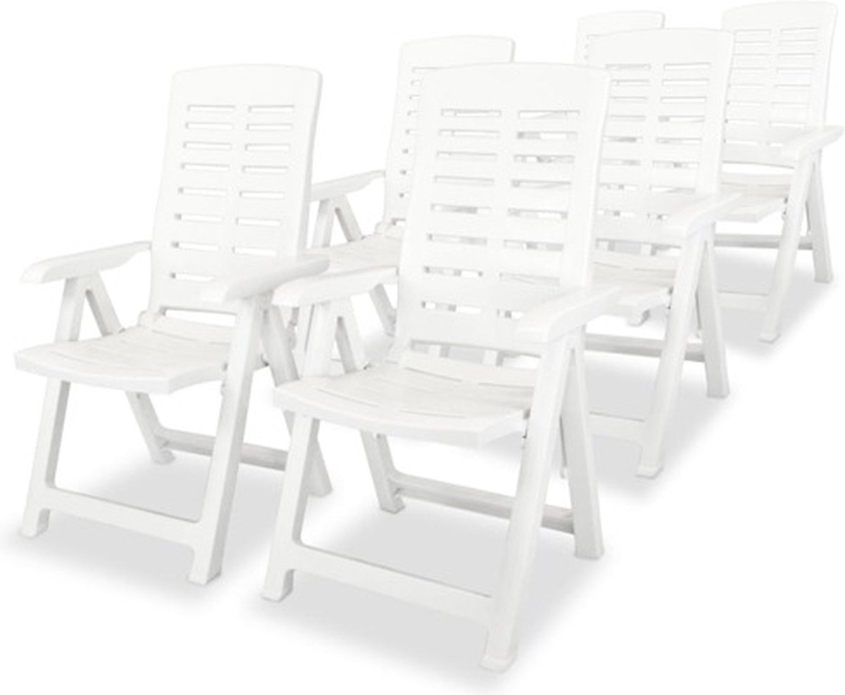 vidaXL - Tuinstoelen - 6 - st - verstelbaar - kunststof - wit