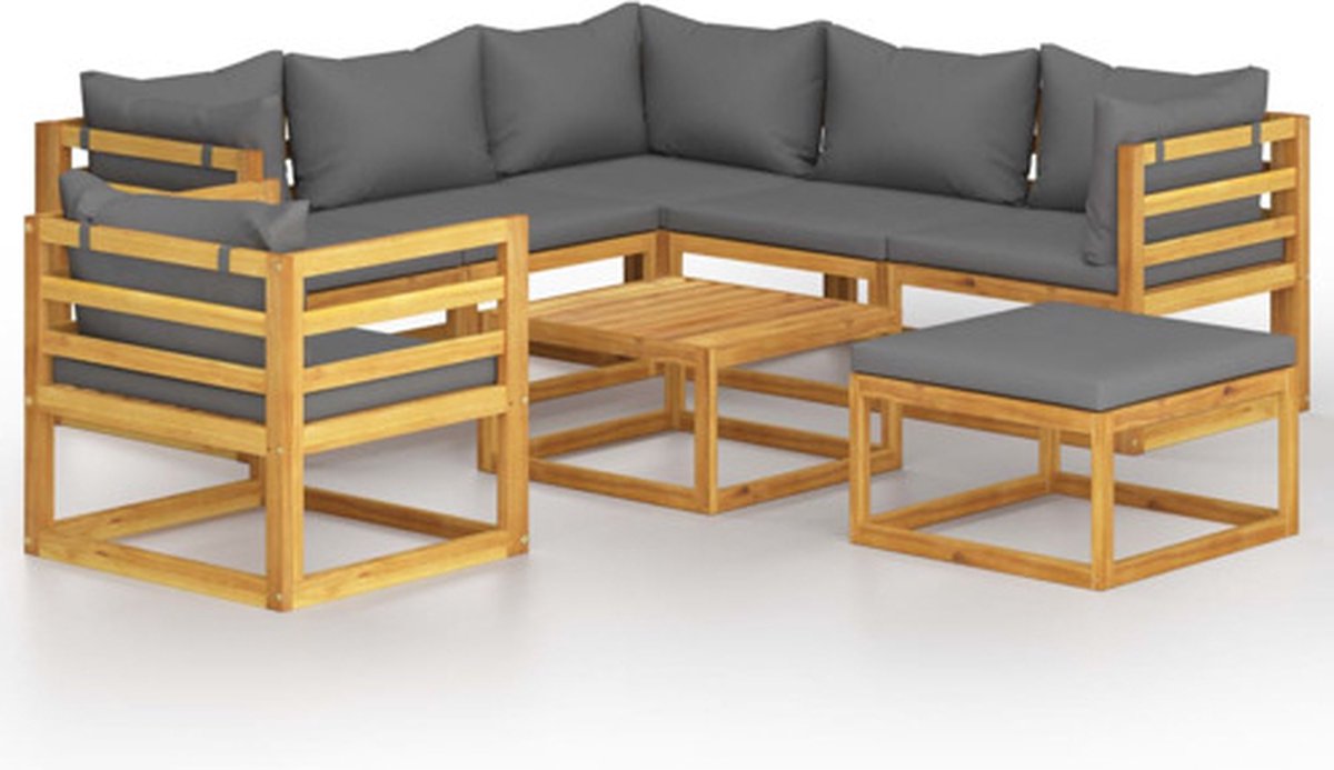Bol.com vidaXL - 8-delige - Loungeset - met - kussens - massief - acaciahout aanbieding