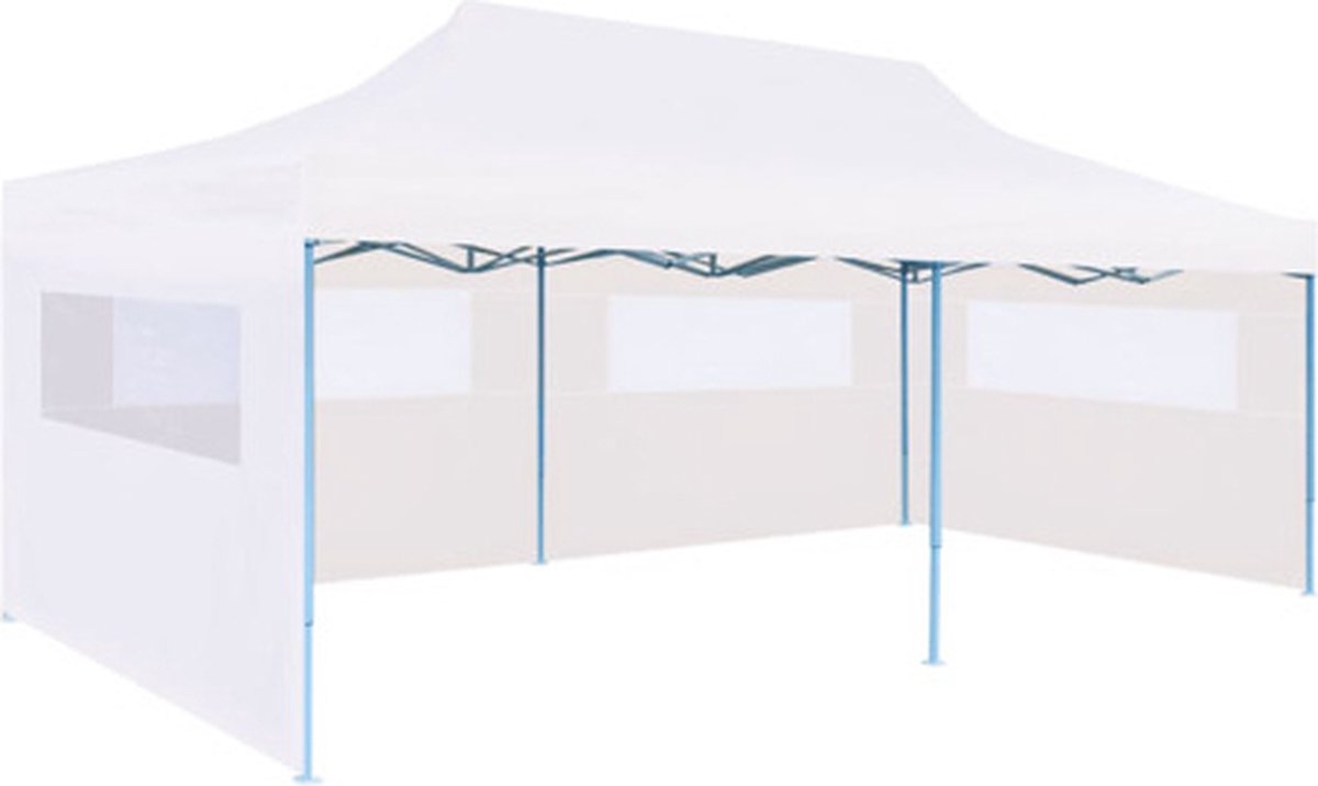 vidaXL Partytent pop-up met zijwanden 3x6 m staal wit