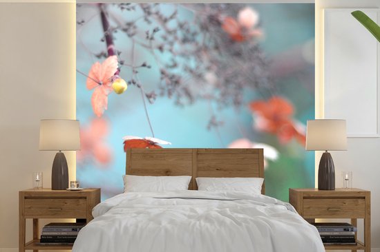 Papier peint Papier peint photo en vinyle - Hortensia rose saumon largeur 280 cm x hauteur 280 cm - Tirage photo sur papier peint (disponible en 7 tailles)