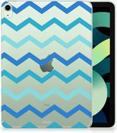 Leuk Siliconen Hoes iPad Air (2020/2022) 10.9 inch Cover Zigzag Blauw met doorzichte zijkanten