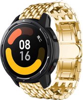Stalen Smartwatch bandje - Geschikt voor Xiaomi Watch S1 / Watch S1 Pro / Watch 2 Pro stalen draak band - goud - Strap-it Horlogeband / Polsband / Armband