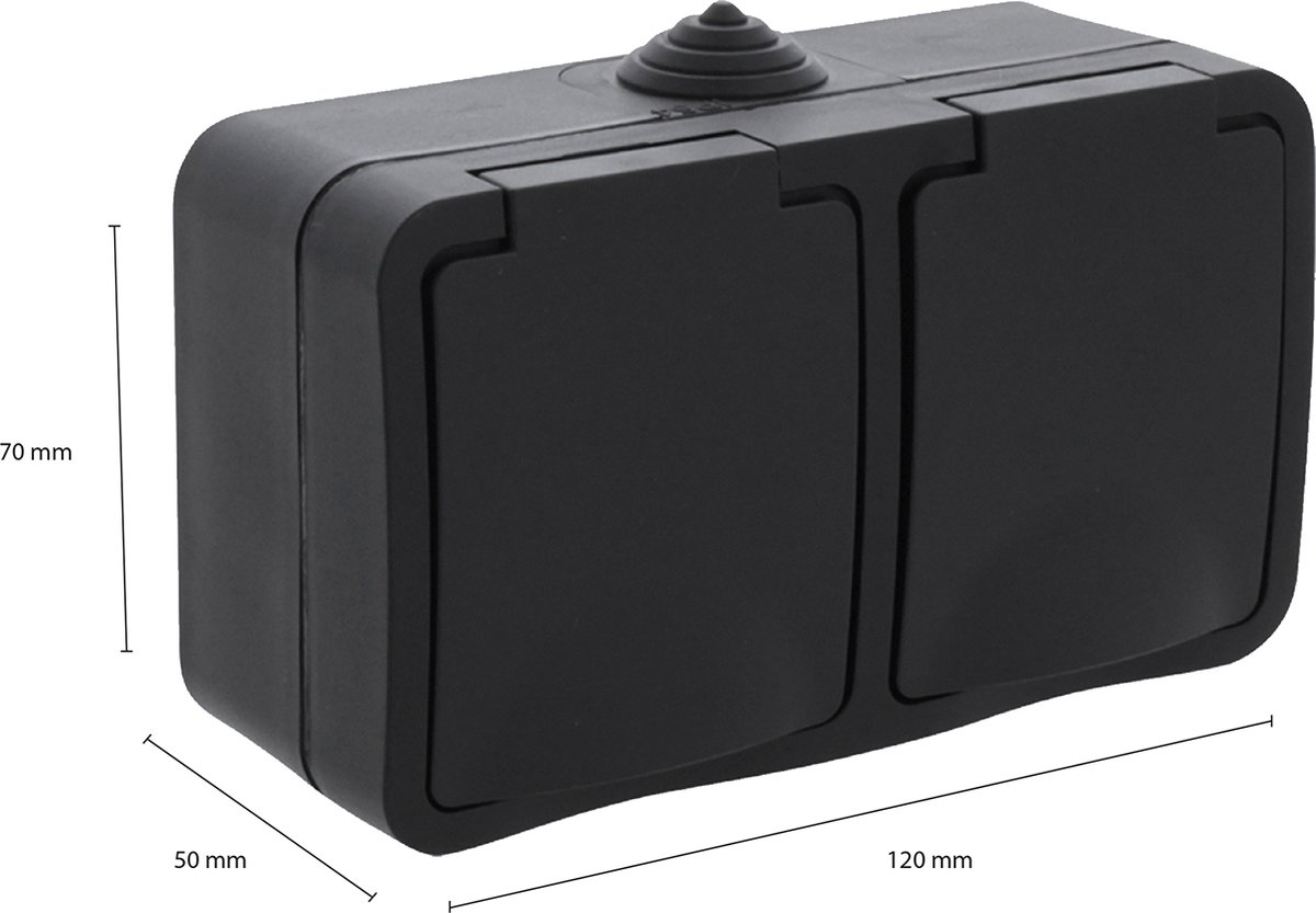Q-Link Dubbel Buitenstopcontact – Opbouw Stopcontact – Wandcontactdoos