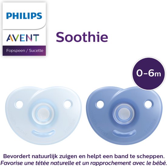 Avent sucette silicone transparente bleu-vert 0-6 mois Lot de 2 - Mon Bébé  Calin