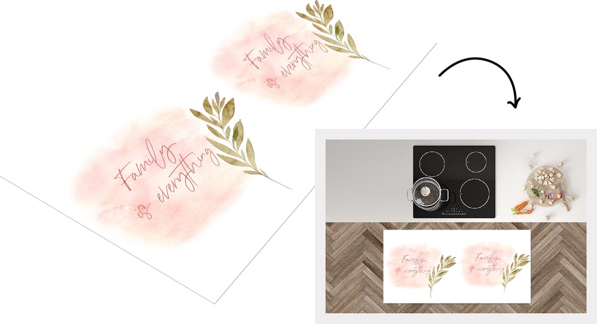 KitchenYeah Keukenloper - Loper keuken - Quotes - Family is everything - Spreuken - 120x60 cm - Keukenloper vinyl Multicolor