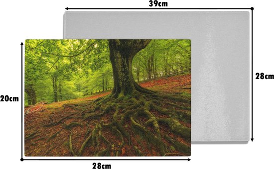 Planche à découper en Verres - 28x20 - Arbre - Forêt - Feuilles d'automne - Planches à découper en Glas
