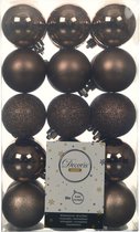 Decoris Kerstballen - 30 stuks - kunststof - walnoot bruin - 6 cm