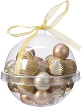Decoris Kerstballen - 30st - kunststof - bruin-goud-champagne - 3 cm