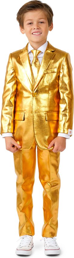 OppoSuits BOYS Groovy Gold - Jongens Carnavals Pak - Gouden Pak - Goud - Maat EU 110/116