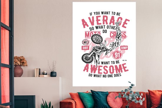 Poster Mancave - Motor - Sport - Retro - 120x180 cm XXL - Vaderdag cadeau - Geschenk - Cadeautje voor hem - Tip - Mannen