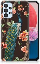 Telefoon Hoesje Geschikt voor Samsung Galaxy A13 4G Siliconen Back Cover Pauw met Bloemen