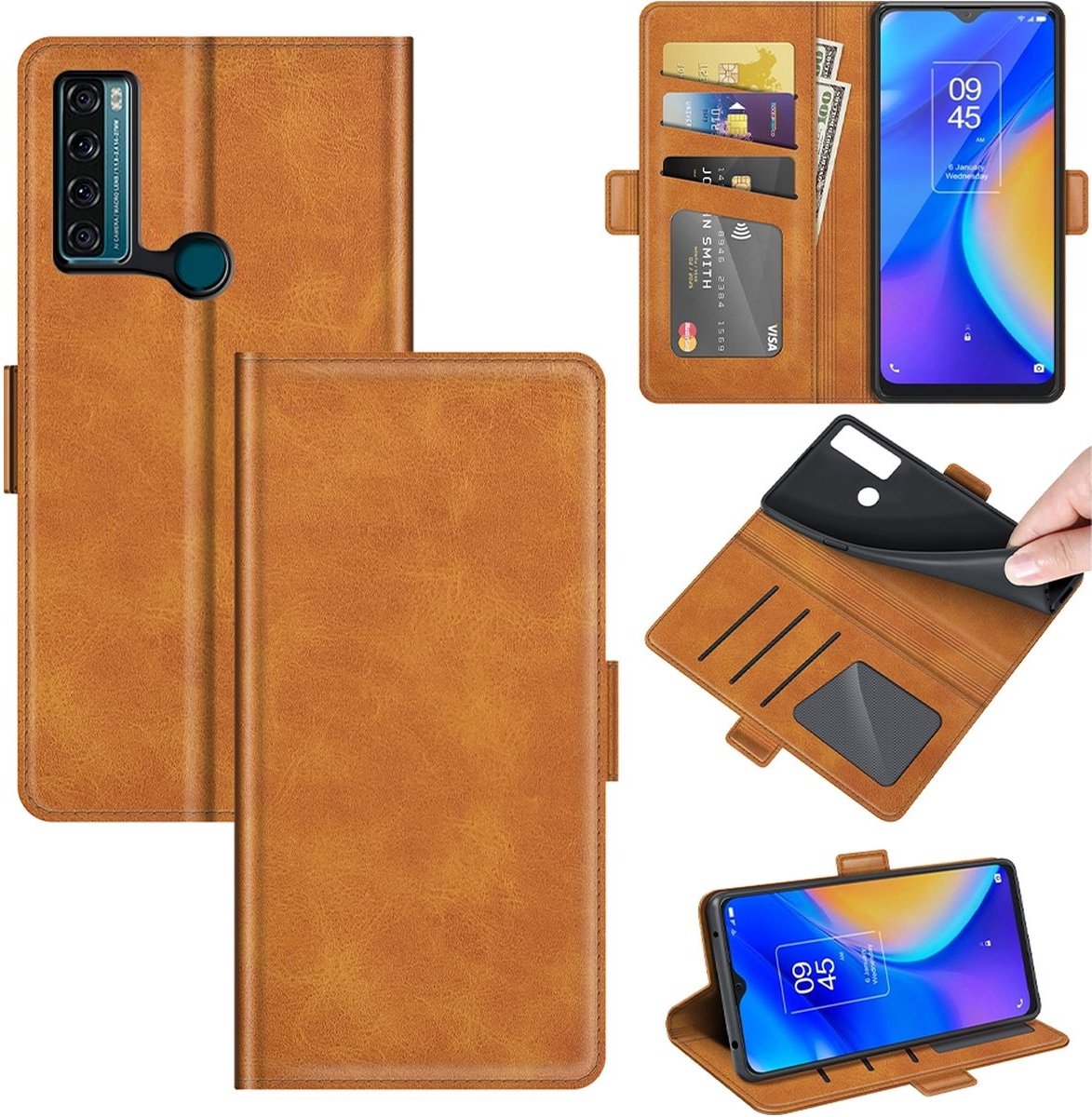 Mobigear Telefoonhoesje geschikt voor TCL 20 SE Hoesje | Mobigear Slim Magnet Bookcase Portemonnee | Pasjeshouder voor 3 Pasjes | Telefoonhoesje voor Pinpas / OV Kaart / Rijbewijs - Bruin — cadeau in Cadeau-ideeën - foto 5