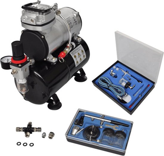 vidaXL Airbrush Compressorset met 2 pistolen