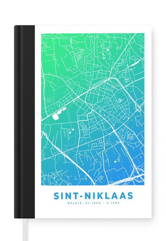 Notitieboek - Schrijfboek - Stadskaart - België - Sint-Niklaas - Blauw - Notitieboekje klein - A5 formaat - Schrijfblok - Plattegrond