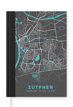Notitieboek - Schrijfboek - Stadskaart - Zutphen - Grijs - Blauw - Notitieboekje klein - A5 formaat - Schrijfblok - Plattegrond