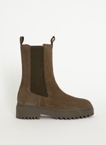 Sissy-Boy - Donkergroene suède chelsea boots met elastiek - 40