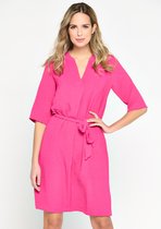 LOLALIZA Jurk met V-hals - Fuchsia - Maat 40