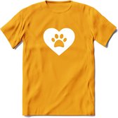 Cat Love Paw - Katten T-Shirt Kleding Cadeau | Dames - Heren - Unisex | Kat / Dieren shirt | Grappig Verjaardag kado | Tshirt Met Print | - Geel - M