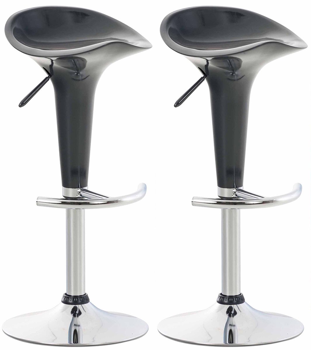 CLP Saddle Set van 2 barkrukken - Verstelbaar - Voetsteun - Kunststof - grijs/chroom