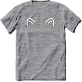 Kattenoortjes - Katten T-Shirt Kleding Cadeau | Dames - Heren - Unisex | Kat / Dieren shirt | Grappig Verjaardag kado | Tshirt Met Print | - Donker Grijs - Gemaleerd - M