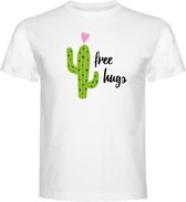 T-Shirt - Casual T-Shirt - Fun T-Shirt - Fun Tekst - Lifestyle T-Shirt - Love - Liefde - Sarcasme - Cactus - Free Hugs - Wit - Maat - S