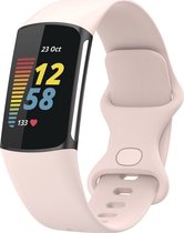 Mobigear Classic Siliconen Bandje voor Fitbit Charge 5 - Sand Pink