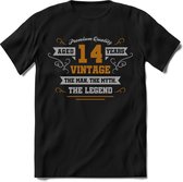 14 Jaar Legend - Feest kado T-Shirt Heren / Dames - Zilver / Goud - Perfect Verjaardag Cadeau Shirt - grappige Spreuken, Zinnen en Teksten. Maat XL