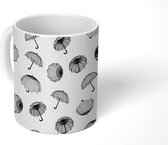 Mok - Koffiemok - Paraplu - Patronen - Zwart Wit - Mokken - 350 ML - Beker - Koffiemokken - Theemok
